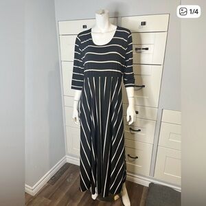 Elegant Striped Black and White Maxi Dress